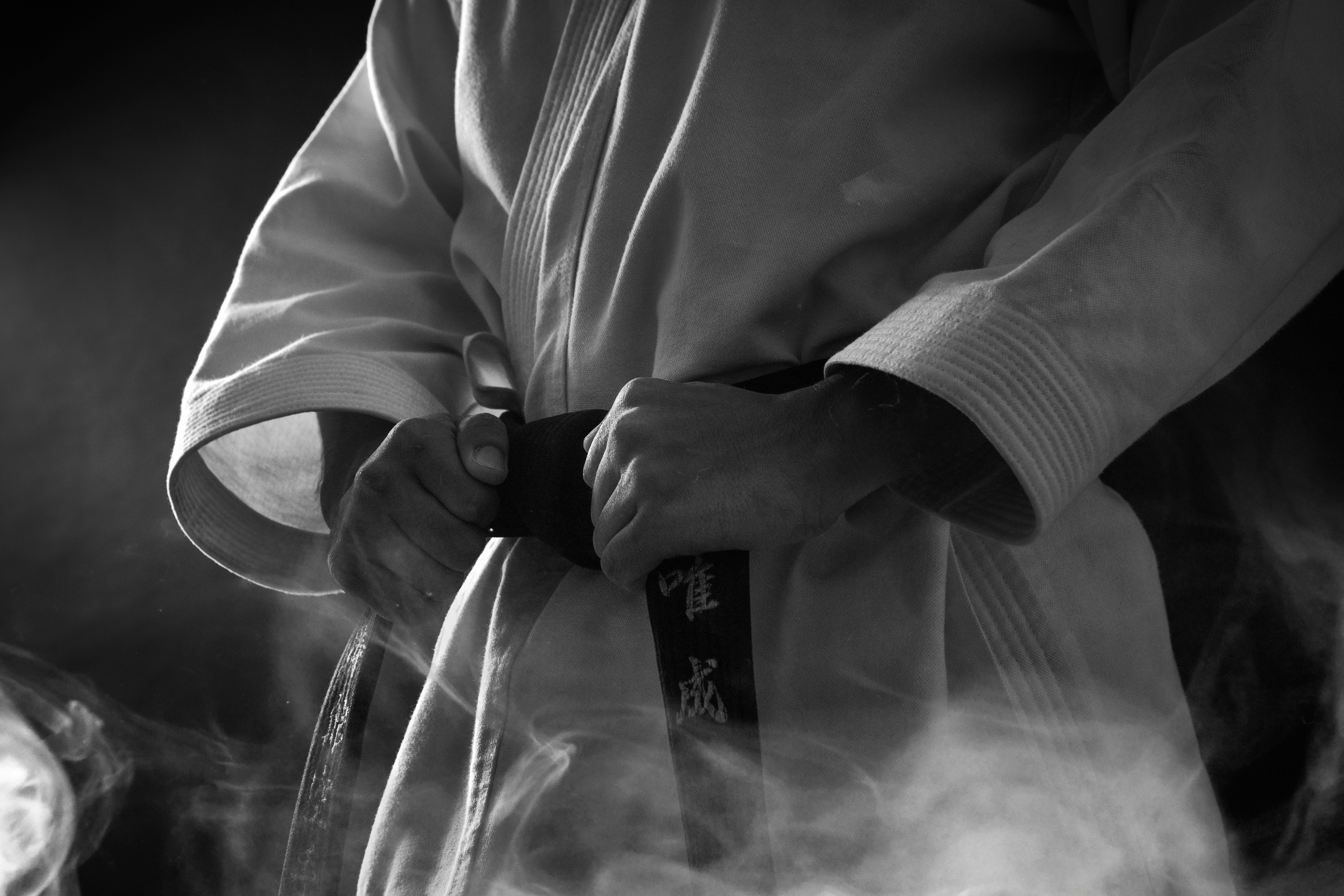Martial arts: black belt tied